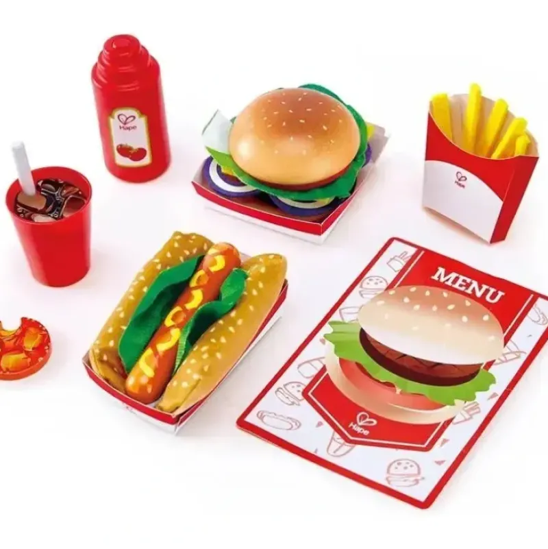 Shop All|Hape - Fast Food Set, Wooden Diner Fast Food Toy Set - cutbabycare.com | baby boutique & care hub