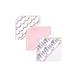 Bath Potty|Hudson Baby - 3Pk Pink Safari Baby Cotton Rich Hooded Towels - cutbabycare.com | baby boutique & care hub