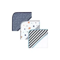 Bath Potty|Hudson Baby - 3Pk Space Baby Cotton Rich Hooded Towels - cutbabycare.com | baby boutique & care hub