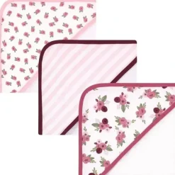 Bath Potty|Hudson Baby - 3Pk Unisex Baby Cotton Rich Hooded Towels, Warm Floral - cutbabycare.com | baby boutique & care hub