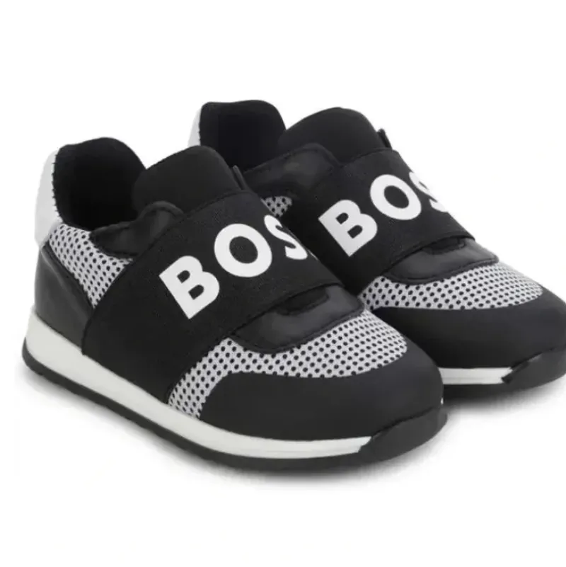 Shop All|Hugo Boss Baby - Mesh Logo Sneaker Trainers, Black - cutbabycare.com | baby boutique & care hub