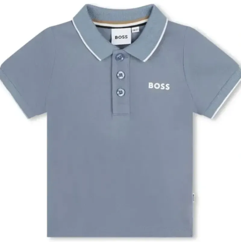 Shop All|Hugo Boss Baby - Short Sleeve Pique Polo, Blue - cutbabycare.com | baby boutique & care hub