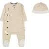 Shop All|Hugo Boss Baby - Unisex Pyjamas & Pull On Hat Set, Stone - cutbabycare.com | baby boutique & care hub