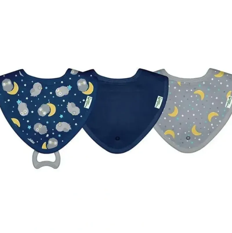 Shop All|Iplay - 3 Pk Muslin Stay-Dry Teether Bibs, Blue Owl 0/12 Months - cutbabycare.com | baby boutique & care hub
