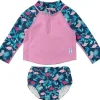 Shop All|Iplay - 2Pc Rashguard Set With Snap Reusable Absorbent Swim Diaper, Navy Flamingos - cutbabycare.com | baby boutique & care hub