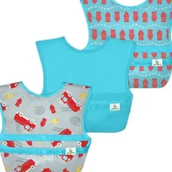 Health Safety|Iplay - Snap & Go Easy-Wear Bibs (3Pk), Gray Firetruck, 9/18 Months - cutbabycare.com | baby boutique & care hub