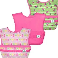 Health Safety|Iplay - Snap & Go Easy-Wear Bibs (3Pk), Pink Popsicles, 9/18 Months - cutbabycare.com | baby boutique & care hub