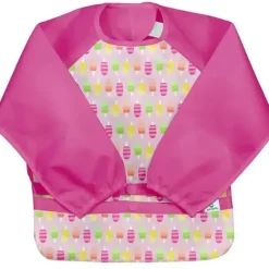 Health Safety|Iplay - Snap & Go Long Sleeve Bib, Pink Popsicles - cutbabycare.com | baby boutique & care hub