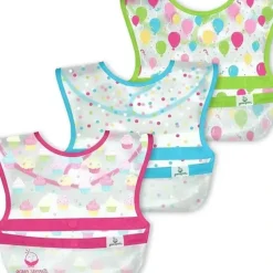 Health Safety|Iplay - Snap & Go Wipe-Off Bibs (3Pk), Pink Cupcakes, 9-18 Months - cutbabycare.com | baby boutique & care hub