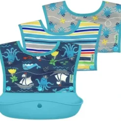 Shop All|I-Play Green Spouts Snap & Go Long Sleeve Bib, Aqua Pirate, Size 6-18M - cutbabycare.com | baby boutique & care hub