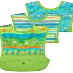 Shop All|I-Play Green Spouts Snap & Go Long Sleeve Bib, Green Safari, Size 6-18M - cutbabycare.com | baby boutique & care hub