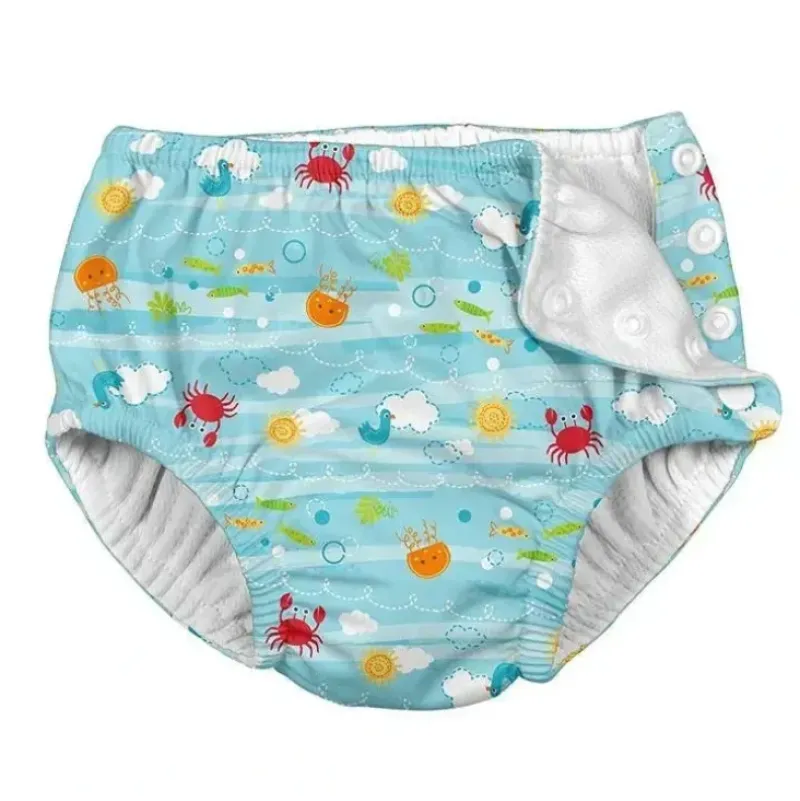 Shop All|Iplay Snap Reusable Absorbent Swimsuit Diaper - Light Aqua Sea Friends - cutbabycare.com | baby boutique & care hub