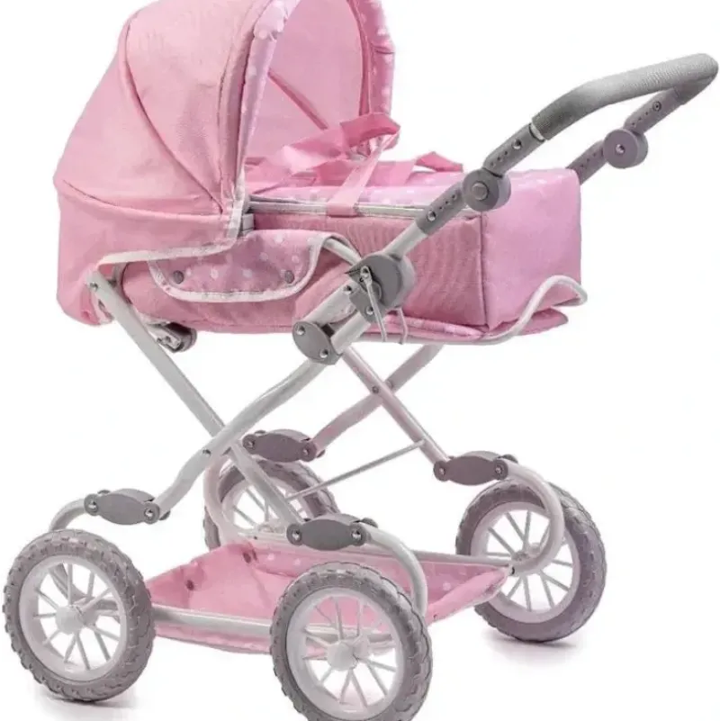 Stroller|JC Toys - Berenguer Boutique, Deluxe Foldable Baby Doll Stroller with Canopy, Pink - cutbabycare.com | baby boutique & care hub