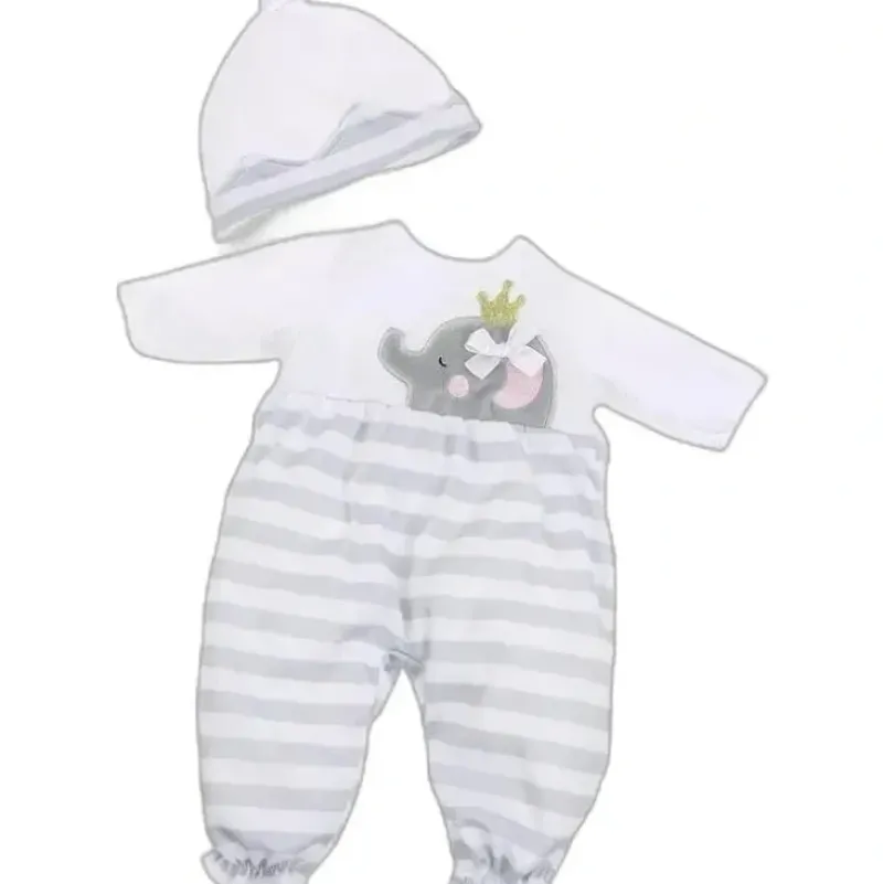 Shop All|JC Toys - Berenguer Boutique Baby Doll Outfit, Gray Striped Long Onesie, Ages 2+ - cutbabycare.com | baby boutique & care hub