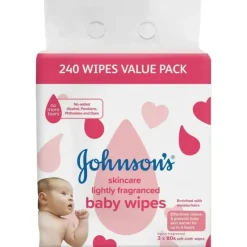 Health Safety|Johnson's Skincare Lightly Fragranced Baby Wipes 3 x 80 Pack - cutbabycare.com | baby boutique & care hub