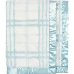 Shop All|Just Born - Blue Plush Plaid Baby Blanket - cutbabycare.com | baby boutique & care hub