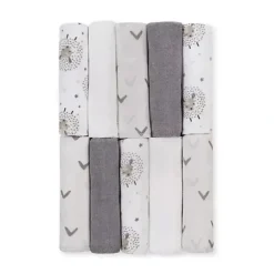 Bath Potty|Just Born - 10Pk Counting Sheep Washcloths, Grey - cutbabycare.com | baby boutique & care hub