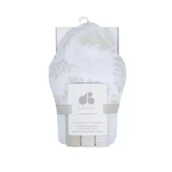 Bath Potty|Just Born - 4Pk Hooded Bath Towel & Washcloths Set, Natural Foliage - cutbabycare.com | baby boutique & care hub
