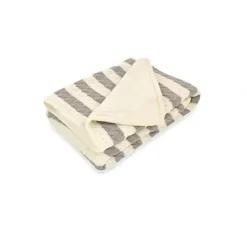 Shop All|Just Born - Stripe Cable Knit Blanket, Grey/White - cutbabycare.com | baby boutique & care hub