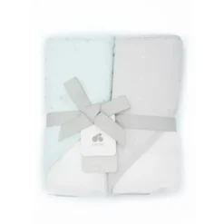 Bath Potty|Just Born Triboro 2pc Sparkle Mint/Grey Baby Hooded Bath Towels For Boys - cutbabycare.com | baby boutique & care hub