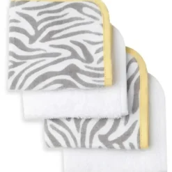 Bath Potty|Just Born Welcome to the Circus 4-Pack Woven Washcloth Set, Neutral - cutbabycare.com | baby boutique & care hub