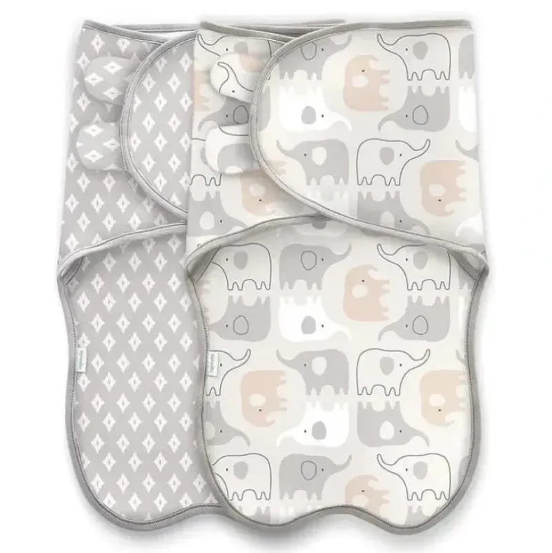 Shop All|Kids II - 2Pk Ingenuity Farewell Fuss Swaddle, Grazer/Elephant - cutbabycare.com | baby boutique & care hub