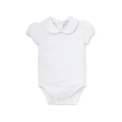 Shop All|Kissy Kissy - Baby Girl Basic Short Sleeve Bodysuit With Collar, White/Pink - cutbabycare.com | baby boutique & care hub