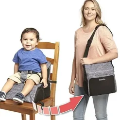 Shop All|Kolcraft - Travel Duo 2-in-1 Portable Booster Seat and Diaper Bag, Space Grey - cutbabycare.com | baby boutique & care hub