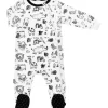 Shop All|Kushies Side Zip Sleeper Zoo White/Black print - cutbabycare.com | baby boutique & care hub