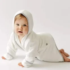 Bath Potty|Kyte Baby - Toddler Bath Robe In Cloud With Storm Trim - cutbabycare.com | baby boutique & care hub