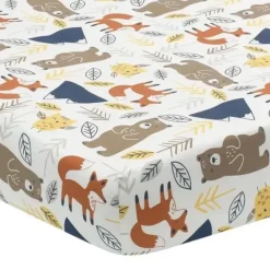 Stroller|Lambs & Ivy - Sierra Sky Woodland Bear/Fox 100% Cotton Baby Fitted Crib Sheet - cutbabycare.com | baby boutique & care hub