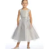 Shop All|Lito - Baby Girl Dress Shantung & Sparkle Tulle With Sequins V-Back Trim - cutbabycare.com | baby boutique & care hub