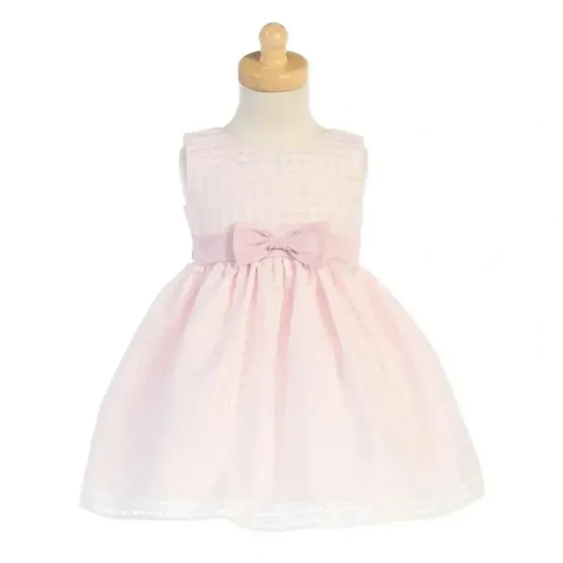 Shop All|Lito - Baby Girl Organza Dress With Burnout Squares, Light Pink - cutbabycare.com | baby boutique & care hub