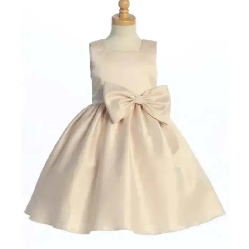 Shop All|Lito - Baby Girl Satin Dress With Bow Chardoney - cutbabycare.com | baby boutique & care hub