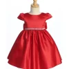 Shop All|Lito - Baby Girl Satin dress with Beads & Rhinestone Trim, Christmas Red, 12-18M - cutbabycare.com | baby boutique & care hub