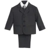 Shop All|Lito - Boy's 3 Button 5 Piece Dark Grey Suit With Shirt, Vest, And Tie - cutbabycare.com | baby boutique & care hub