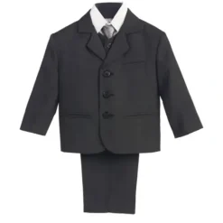 Shop All|Lito - Boy's 3 Button 5 Piece Dark Grey Suit With Shirt, Vest, And Tie - cutbabycare.com | baby boutique & care hub