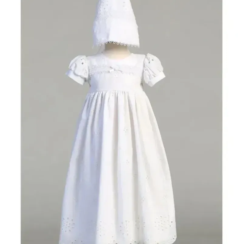 Shop All|Lito - Embroidered Cotton Eyelet Gown, White - cutbabycare.com | baby boutique & care hub