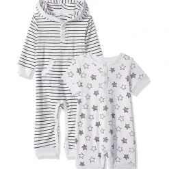 Shop All|Little Me - 2 Pack Coverall and Romper, Star - cutbabycare.com | baby boutique & care hub