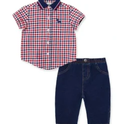 Shop All|Little Me - Baby Boy Check Infant Woven Pant Set, Blue - cutbabycare.com | baby boutique & care hub