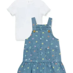 Shop All|Little Me - Baby Girl Butterfly Cotton Denim Dress Set - cutbabycare.com | baby boutique & care hub