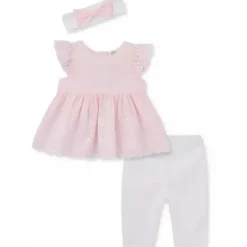 Shop All|Little Me - Baby Girl Daisy Eyelet Set, White/Pink - cutbabycare.com | baby boutique & care hub