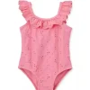 Shop All|Little Me - Baby Girl Eyelet Swimsuit Pink - cutbabycare.com | baby boutique & care hub