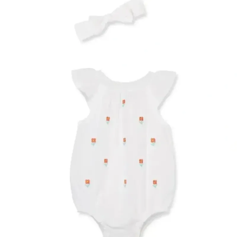 Shop All|Little Me - Baby Girl Gauze Flowers Bubble & Headband - cutbabycare.com | baby boutique & care hub
