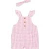 Shop All|Little Me - Baby Girl Gingham Gauze Jumper & Headband - cutbabycare.com | baby boutique & care hub