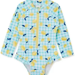 Shop All|Little Me - Baby Girl Lemon Rashguard Blue - cutbabycare.com | baby boutique & care hub