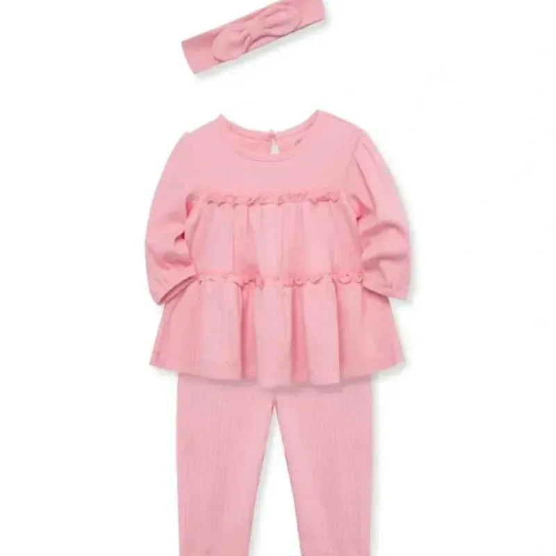 Shop All|Little Me - Baby Girl Pink Peony Rib Knit Tunic Set - cutbabycare.com | baby boutique & care hub
