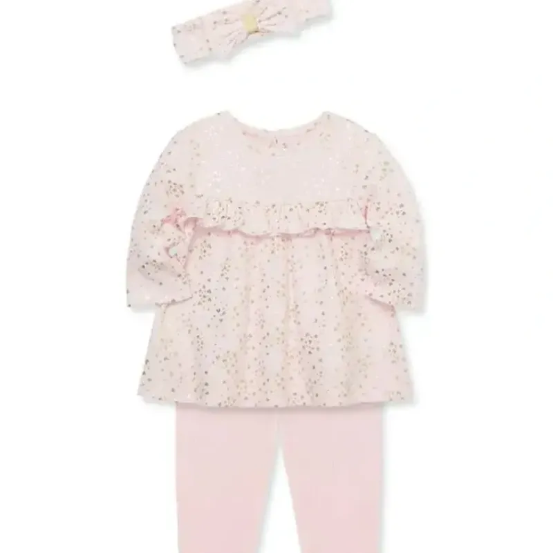 Shop All|Little Me - Baby Girl Pink Heart Shine Rib Knit Tunic Set - cutbabycare.com | baby boutique & care hub