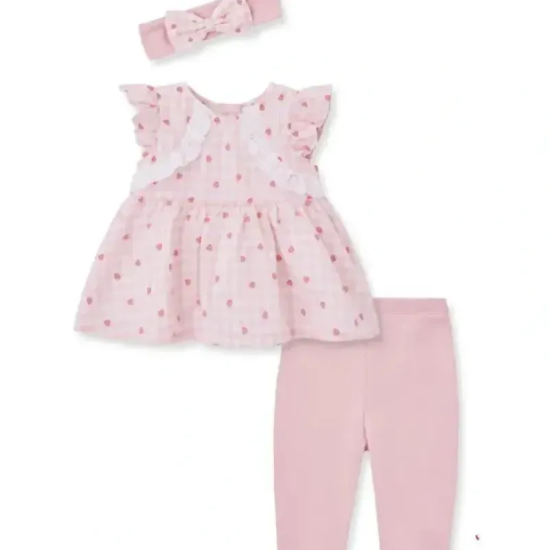 Shop All|Little Me - Baby Girl Strawberry Woven Tunic Set, Pink - cutbabycare.com | baby boutique & care hub