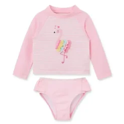 Shop All|Little Me - 2Pk Baby Girl Flamingo Long Sleeve Rashguard Pink - cutbabycare.com | baby boutique & care hub